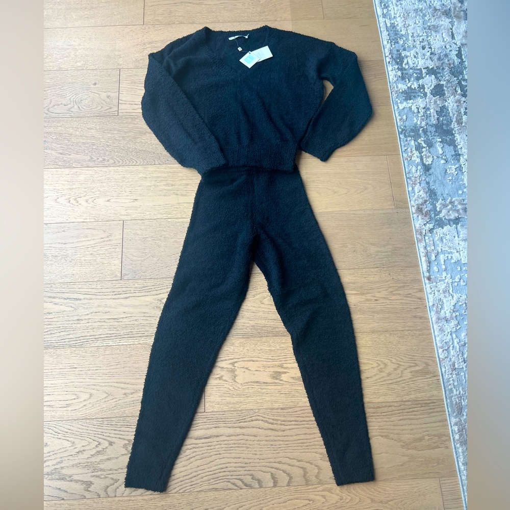 By Egreis two-piece fuzzy lounge set in black